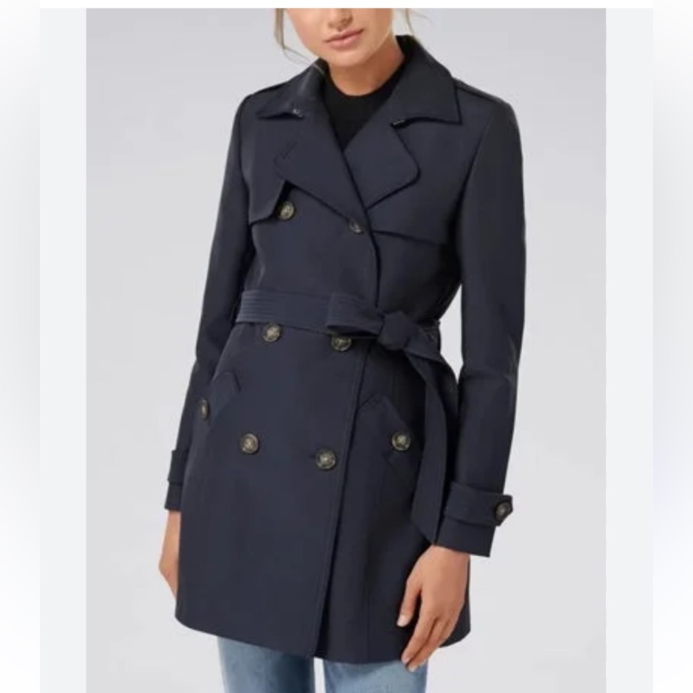 Ever New Melbourne Belted Short Trench Coat Navy Size 0